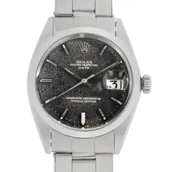ROLEX OYSTER PERPETUAL DATE 1500 BLACK TROPICAL BAR SPIDER DIAL MIRROR DIAL ...