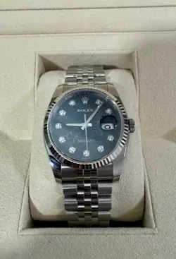 ROLEX DATEJUST 36MM BLUE JUBILEE DIAL DIAMOND MARKERS 126234 – FULL SET 2019