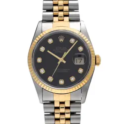 ROLEX DATEJUST 36 16233G BLACK/DIAMOND WATCH 681816