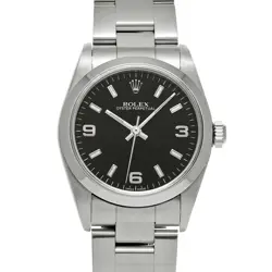 ROLEX OYSTER PERPETUAL 77080 BLACK CASE SIZE 31×31MM UNISEX USED WATCH #711221