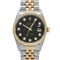 ROLEX DATEJUST 36 16233G BLACK CASE SIZE 36×36MM MEN'S USED WATCH #735121