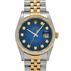 ROLEX DATEJUST 36 16233G BLUE CASE SIZE 36×36MM MEN'S USED WATCH #725121