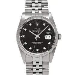 ROLEX DATEJUST 16234G BLACK/DIAMOND WATCH 680630