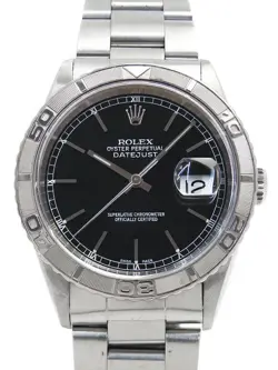 ROLEX DATEJUST THUNDERBIRD 16264 BLACK CASE SIZE 36MM MEN'S USED WATCH #712721