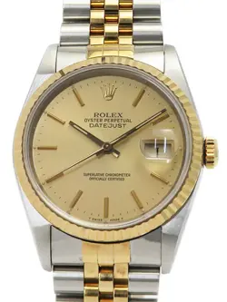 ROLEX DATEJUST 16233 GOLD CASE SIZE 36MM MEN'S USED WATCH #7514521
