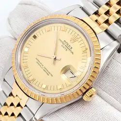 ROLEX DATE 34MM 15053 CHAMPAGNE DIAL 2-TONE YELLOW GOLD/STEEL JUBILEE WATCH