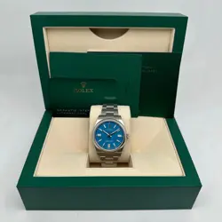 ROLEX OYSTER PERPETUAL 124300 41MM STEEL CUSTOM BLUE DIAL MEN WATCH