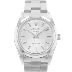 ROLEX AIR KING 14000 34MM SILVER SMOOTH STEEL OYSTER AUTOMATIC MENS WATCH 1999