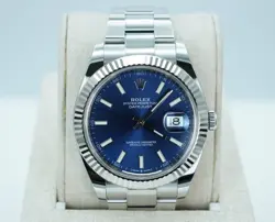 ROLEX 126334 DATEJUST 41 FLUTED BEZEL BLUE STICK DIAL OYSTER 2024 FULL SET