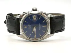 ROLEX OYSTER PERPETUAL DATE REF 1500 MENS WATCH 34MM BLUE DIAL #WI320