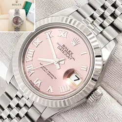 ROLEX DATEJUST 28MM WHITE GOLD BEZEL PINK ROMAN STEEL JUBILEE 279174 BOX PAPERS