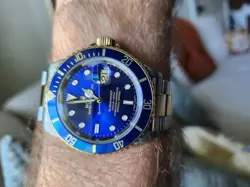 PRE-OWNED ROLEX SUBMARINER DATE 40MM 2 TONE WATCH 16613 18K YELLOW GOLD