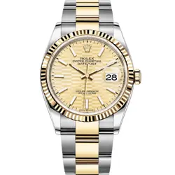 ROLEX DATEJUST 36, 126233, STEEL & YELLOW GOLD, GOLDEN FLUTED MOTIF INDEX, OY...