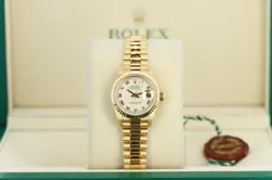 ROLEX DATEJUST 26MM PRESIDENT 18KT YELLOW GOLD CREAM PYRAMID DIAL LADIES 69178