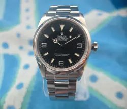 ROLEX EXPLORER I BLACK 36MM 3-6-9 STAINLESS STEEL AUTOMATIC WATCH BOX & PAPERS