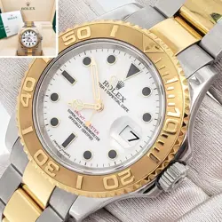 ROLEX YACHT-MASTER 40MM WHITE DIAL YELLOW GOLD/STEEL OYSTER 16623 BOX PAPERS