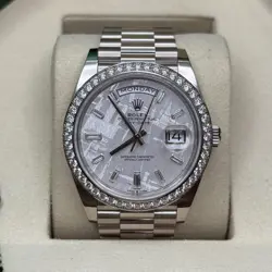 Rolex Day-Date 40 NEW 2025 Meteorite Baguette Diamond White Gold President