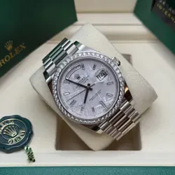 Rolex Day-Date 40 NEW 2025 Meteorite Baguette Diamond White Gold President