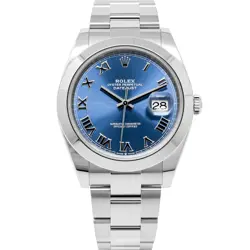 ROLEX DATEJUST 41, 126300, STEEL, AZZURRO BLUE ROMAN, OYSTER BRACELET