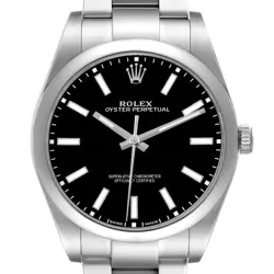 ROLEX OYSTER PERPETUAL 39 RHODIUM DIAL STEEL MENS AUTOMATIC WATCH 114300