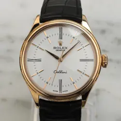 ROLEX CELLINI 50505 ROSE GOLD 39MM WHITE DIAL MEN'S LUXURY DRESS WATCH