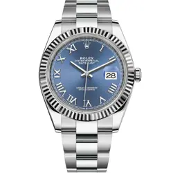 ROLEX DATEJUST 41, 126334, AZZURRO BLUE ROMAN, STEEL & WHITE GOLD, OYSTER BRA...