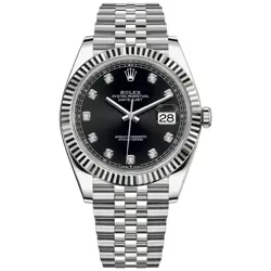 ROLEX DATEJUST 41, 126334, STEEL & WHITE GOLD, BRIGHT BLACK DIAMOND, JUBILEE ...