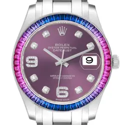 ROLEX PEARLMASTER WHITE GOLD SAPPHIRE BEZEL MENS WATCH 86349