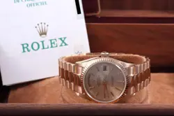 ROLEX 1 OWNER DAY DATE 36 CHAMPAGNE TAPESTRY YELLOW GOLD BOX/PAPERS 18038 1988
