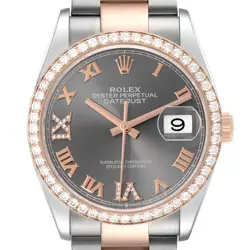 ROLEX DATEJUST 36 STEEL ROSE GOLD DIAMOND UNISEX WATCH 126281 BOX CARD