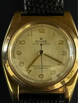 ROLEX OYSTER PERPETUAL BUBBLE BACK REF.3696 BEIGE DIAL HAND WINDING WRISTWATCH