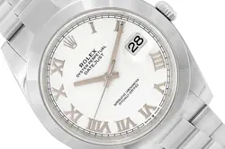 ROLEX DATEJUST 41 WATCH STAINLESS STEEL WHITE ROMAN NUMERAL DIAL #126300 *MINT*