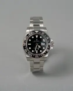 ROLEX GMT-MASTER II 116710LN SILVER OYSTER BRACELET WITH BLACK BEZEL GREEN HAND