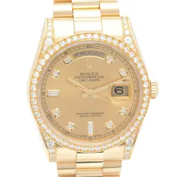 ROLEX DAY-DATE 36 DIAMOND BEZEL 10P DIAMOND GOLD DIAL 750YG 118388A TO216624