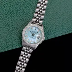 Rolex Datejust Ladies Stainless Steel Watch Blue Mother of Pearl w/ Diamonds