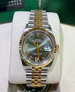 ROLEX DATEJUST 36 126233 TWO-TONE OLIVE GREEN DIAMOND ROMAN DIAL 2025 FULL SET