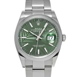 ROLEX DATEJUST 36 126200 OLIVE GREEN PALM MOTIF WATCH 682759