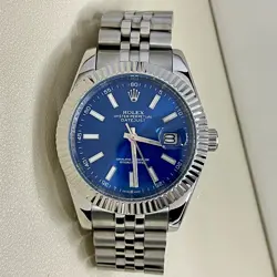 AUTHENTIC✧ROLEX✧WATCH✧BLUE STICK MOTIF STEEL JUBILEE DATEJUST 41MM MEN'S WATCH