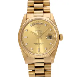 ROLEX DAY DATE 18238A L SERIES (MANUFACTURED AROUND 1990) CHAMPAGNE/DIAMOND ...