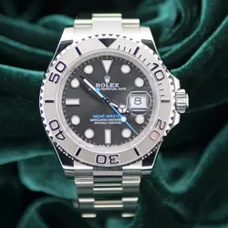 ROLEX YACHT-MASTER 40 SLATE DIAL PLATINUM BEZEL STAINLESS MINT FULL SET 126622