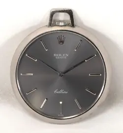 ROLEX CELLINI OPEN FACE POCKET WATCH MANUAL WINDING 3717 3718 CAL.1600 18K WG