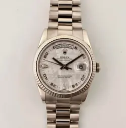 ROLEX DAY-DATE FACTORY METEORITE DIAMOND DIAL 18K WHITE GOLD WATCH 118239