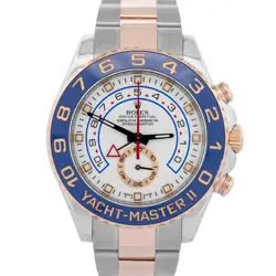 PAPERS ROLEX YACHT-MASTER II 44MM 18K ROSE GOLD STAINLESS STEEL WATCH 116681 BOX