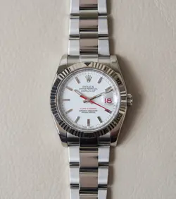 ROLEX DATEJUST TURN-O-GRAPH 116264 WHITE DIAL OYSTER STEEL MEN'S 36MM WATCH