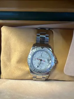 ROLEX YACHT-MASTER 168622 STAINLESS 35MM  2002 OYSTER BRACELET  PLATINUM BEZEL