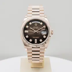 ROLEX DAY-DATE 36, 128235, ROSE GOLD, BROWN OMBRE DIAMOND DIAL, PRESIDENT BRA...