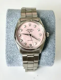 $13K ROLEX AIRKING PINK DIAMOND SS 34MM MENS LADIES WATCH