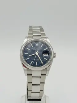 ROLEX DATEJUST 36MM BLUE MOTIF WATCH STAINLESS STEEL REF#126200