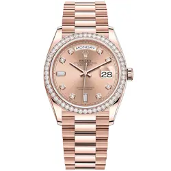 ROLEX DAY-DATE 36, 128345RBR, ROSE GOLD, ROSé DIAMOND DIAL, PRESIDENT BRACELET