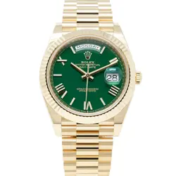 ROLEX DAY-DATE 40, 228238, YELLOW GOLD, PRESIDENT BRACELET, GREEN ROMAN DIAL